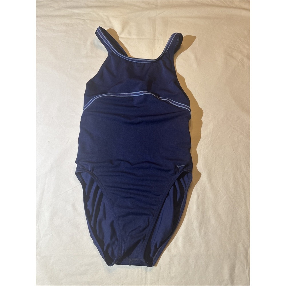 Nike Swim Women's One Piece Navy Swimsuit Racerback Athletic Size 38 WMS 14